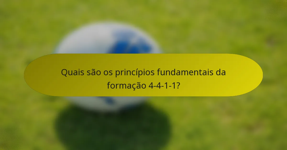 Quais são os princípios fundamentais da formação 4-4-1-1?